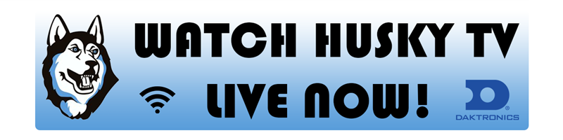 Husky Head with words Watch Husky TV Live Now!