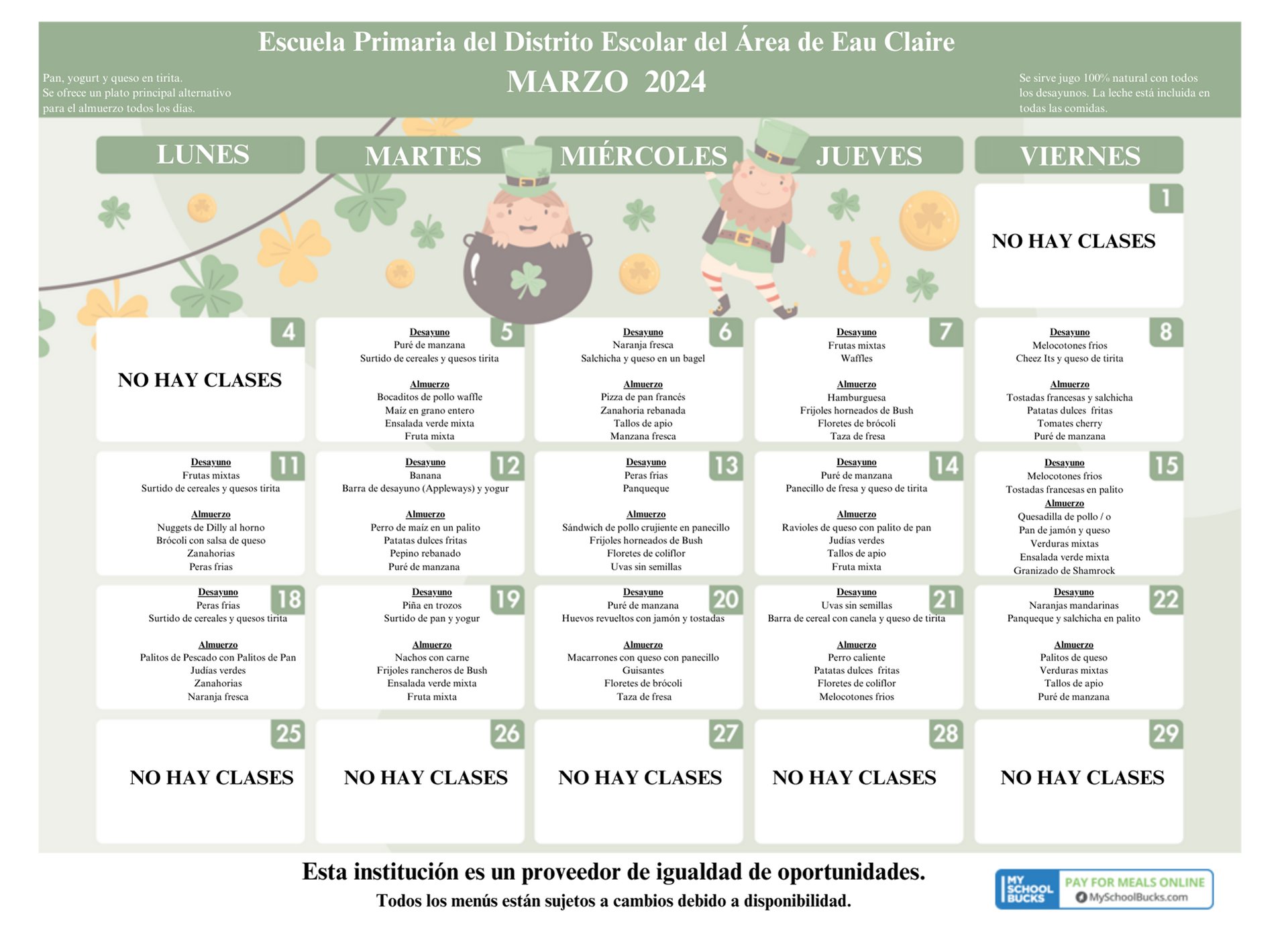 Breakfast and Lunch Menus ECASD